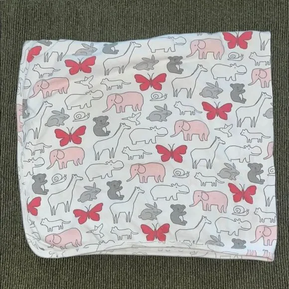 Animal Print Receiving Blanket - Pink and Gray - Picture 1 of 6